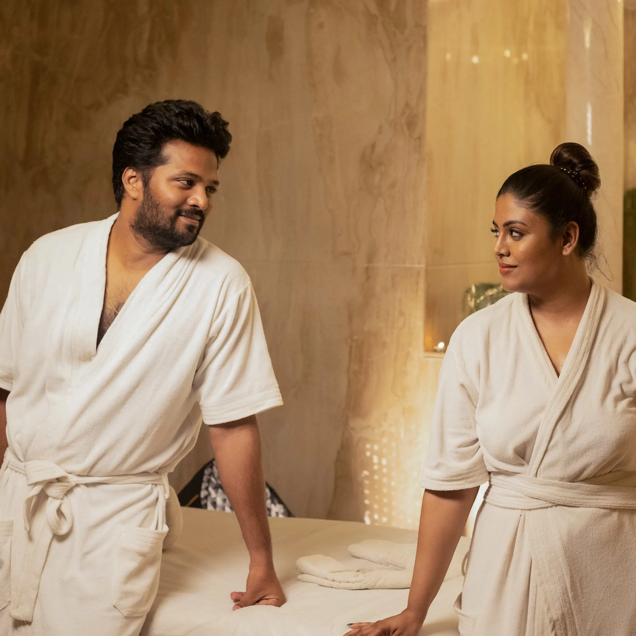 Couple spa therapy in a serene suite